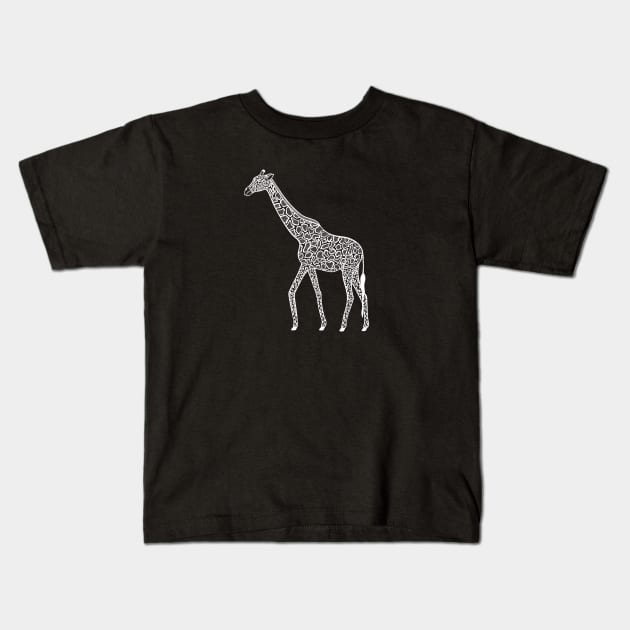 Nubian Giraffe Ink Art - cool animal design - dark colors Kids T-Shirt by Green Paladin